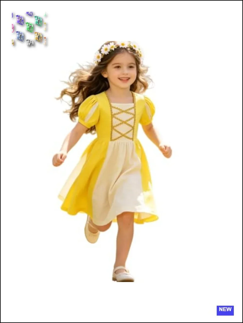 Renaissance Medieval Princess Dress Costume for Girls with Flower Garland